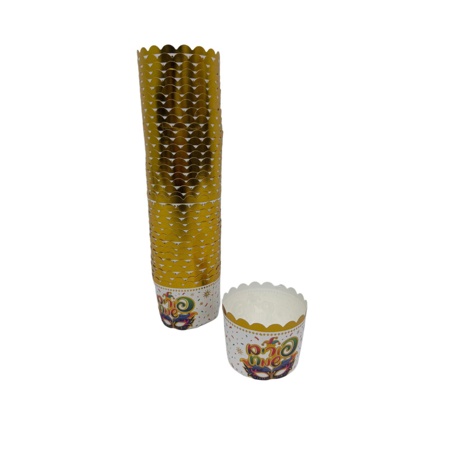 40 עטרות קאפקייקס פורים שמח | מסכה זהב מטאלי