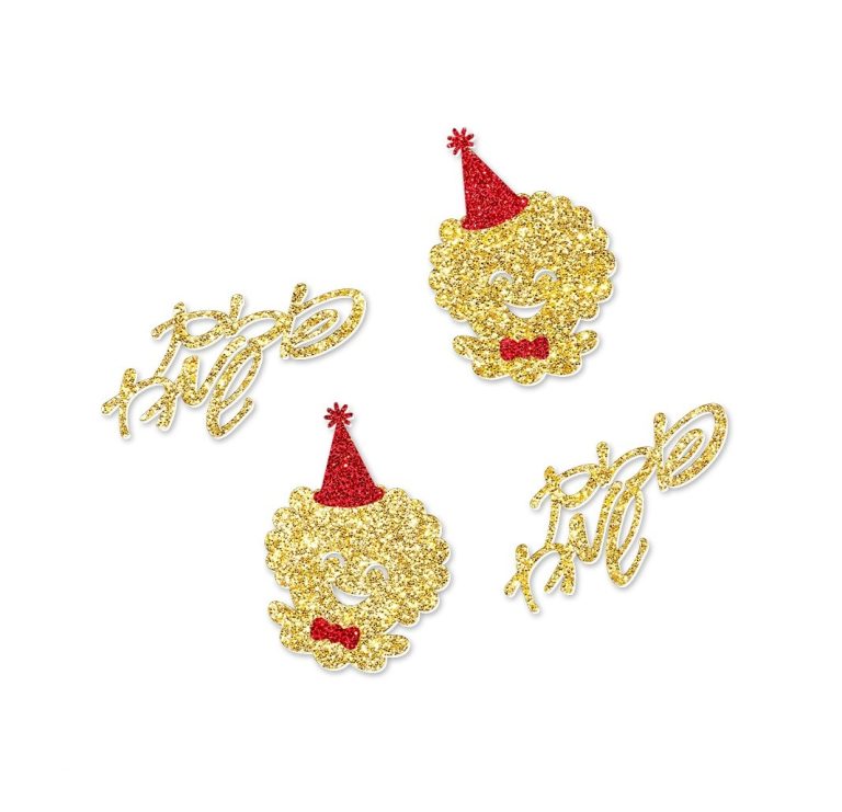 8 קישוטי שולחן פורים שמח זהב גילטר