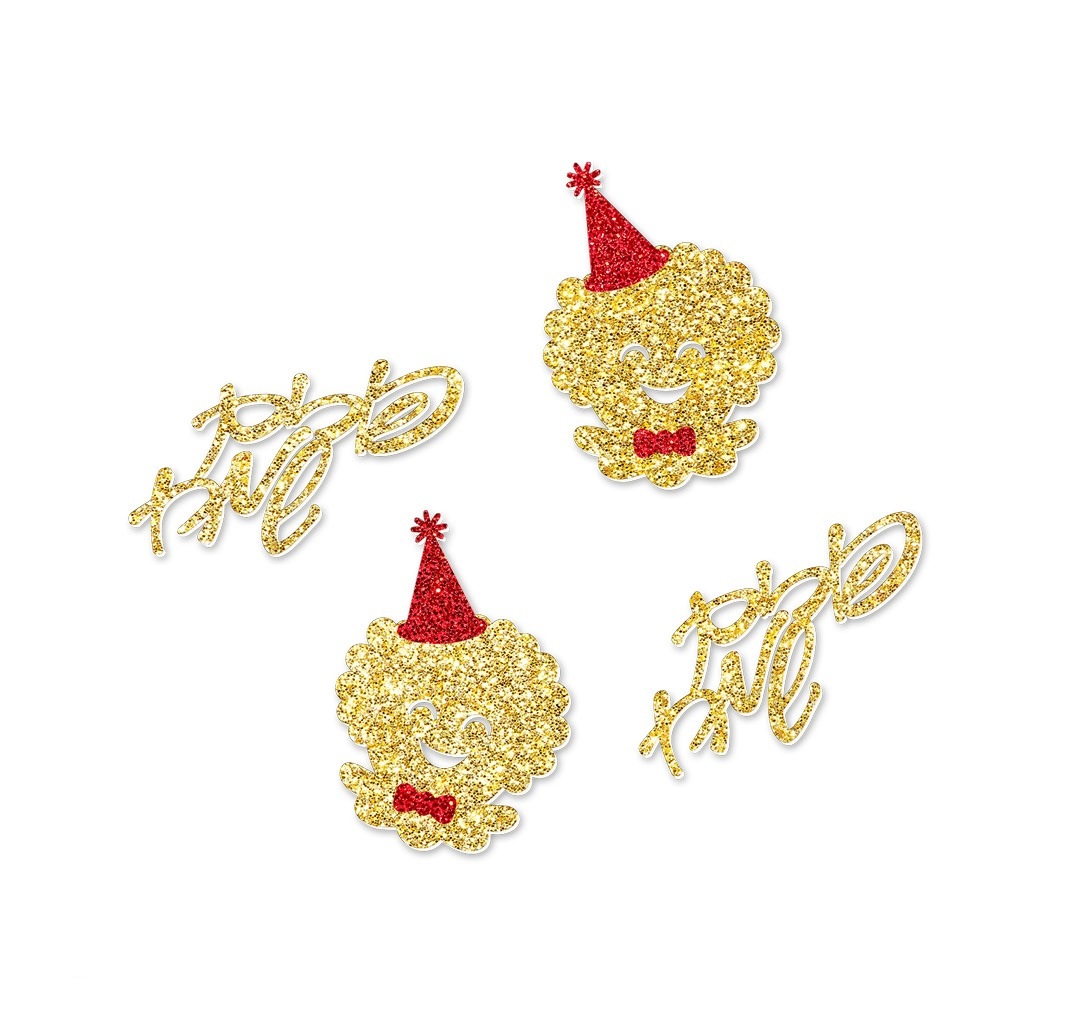 8 קישוטי שולחן פורים שמח זהב גילטר