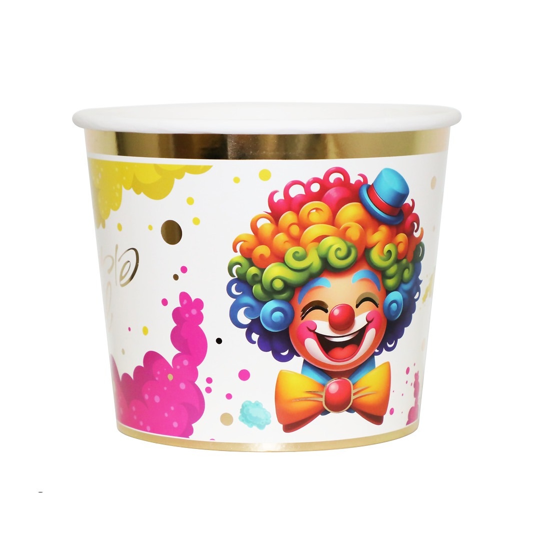 דלי  פורים שמח ליצן צבעוני זהב