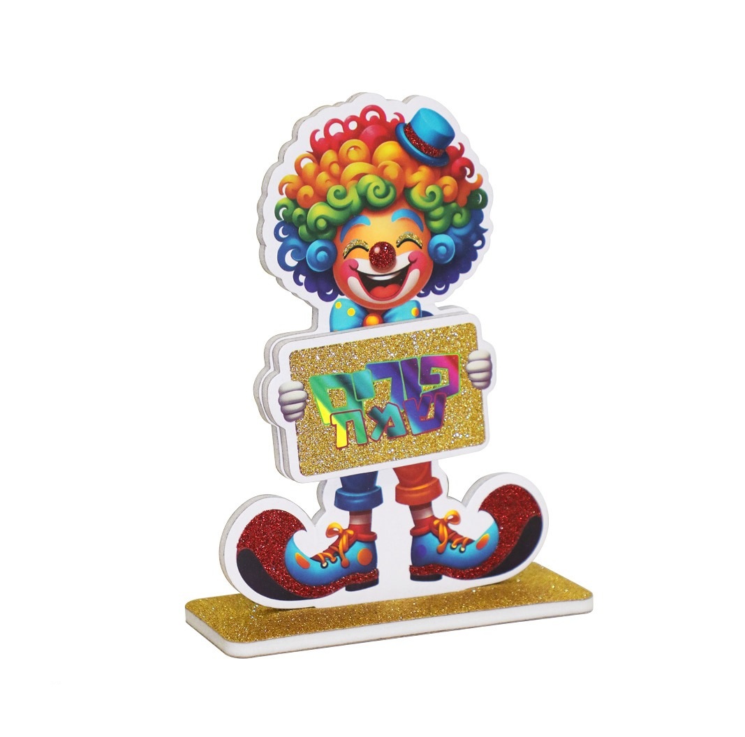 קישוט שולחן ליצן גליטר זהב