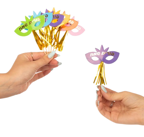 6 קיסמי פורים שמח מסכות עם הטבעת זהב