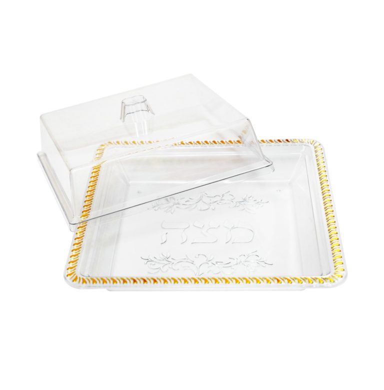 מגש למצות שקוף זהב+מכסה