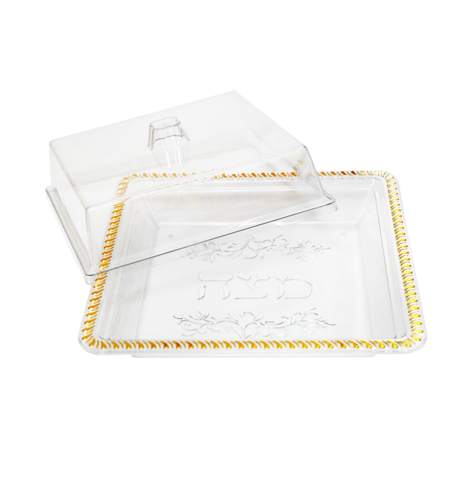 מגש למצות שקוף זהב+מכסה