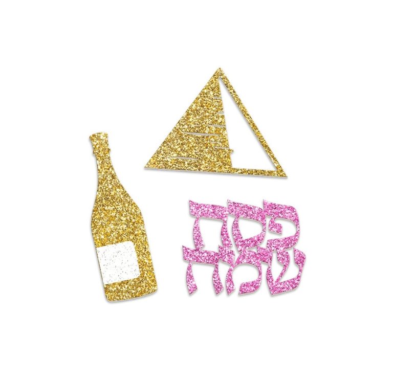 12 קישוטי שולחן פסח גליטר זהב ורוד