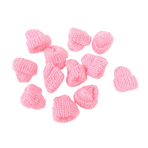 12 קישוטי כובעי צמר מיני ורוד