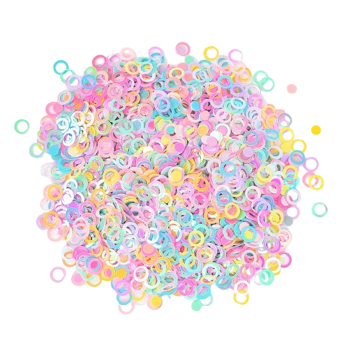 קונפטי עיגולים וחישוקים צבעוניים