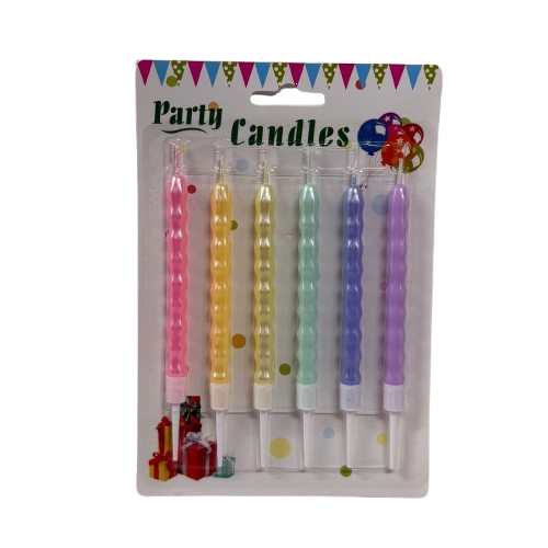 6 נרות ספירלה גוונים פסטל