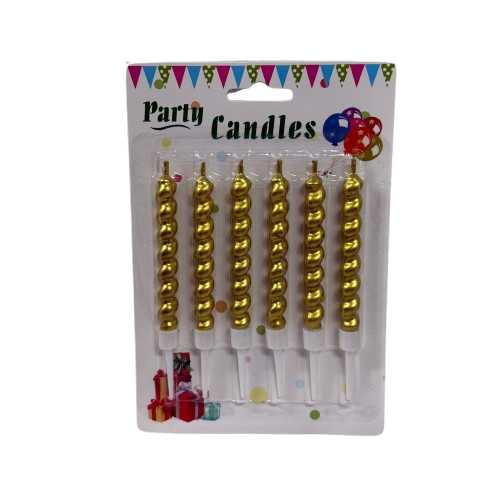 6 נרות ספירלה זהב