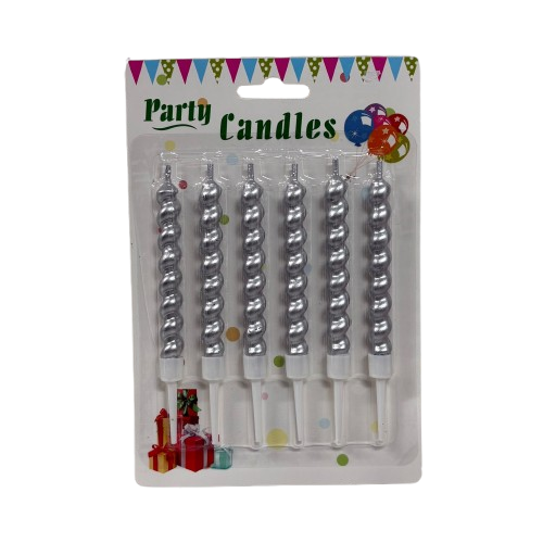 6 נרות ספירלה כסף