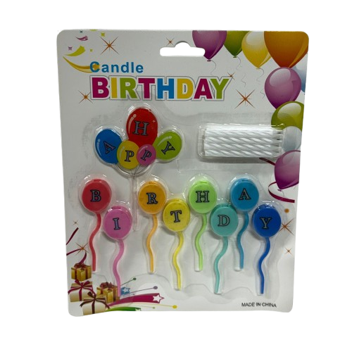 8 נרות עם מעמד HB וקישוט בלונים