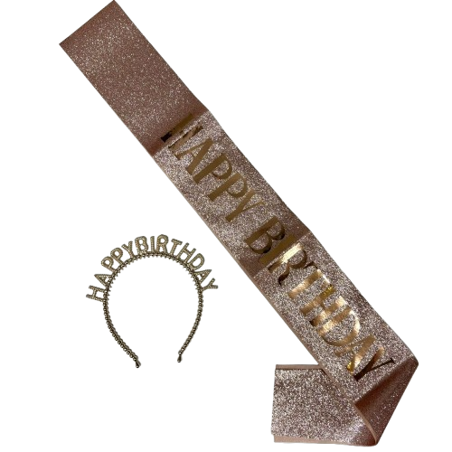 סרט גוף HB + קשת HB פנינים רוז גולד