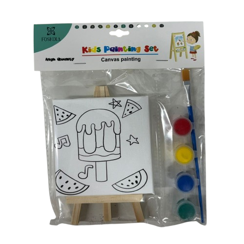 קנבס+קן ציור עם מכחול וצבעים