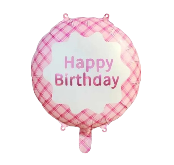 מיילר HB עגול 18″ משבצות ורוד לבן