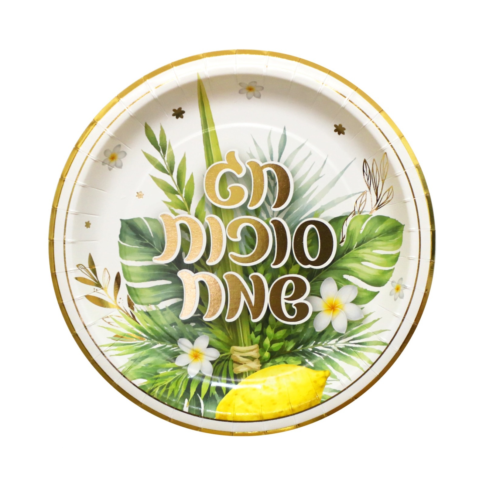10 צלחות גדולות סוכות שמח הטבעת זהב