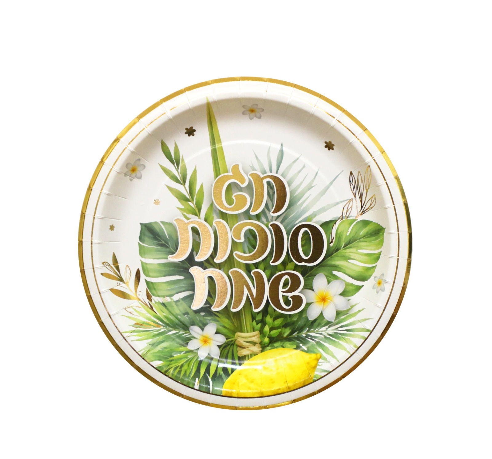 10 צלחות קטנות סוכות שמח הטבעת זהב