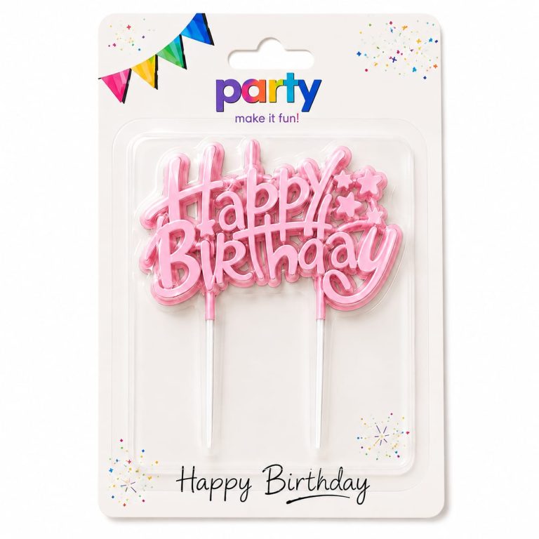 נר Happy Birthday מחובר רוז גולד