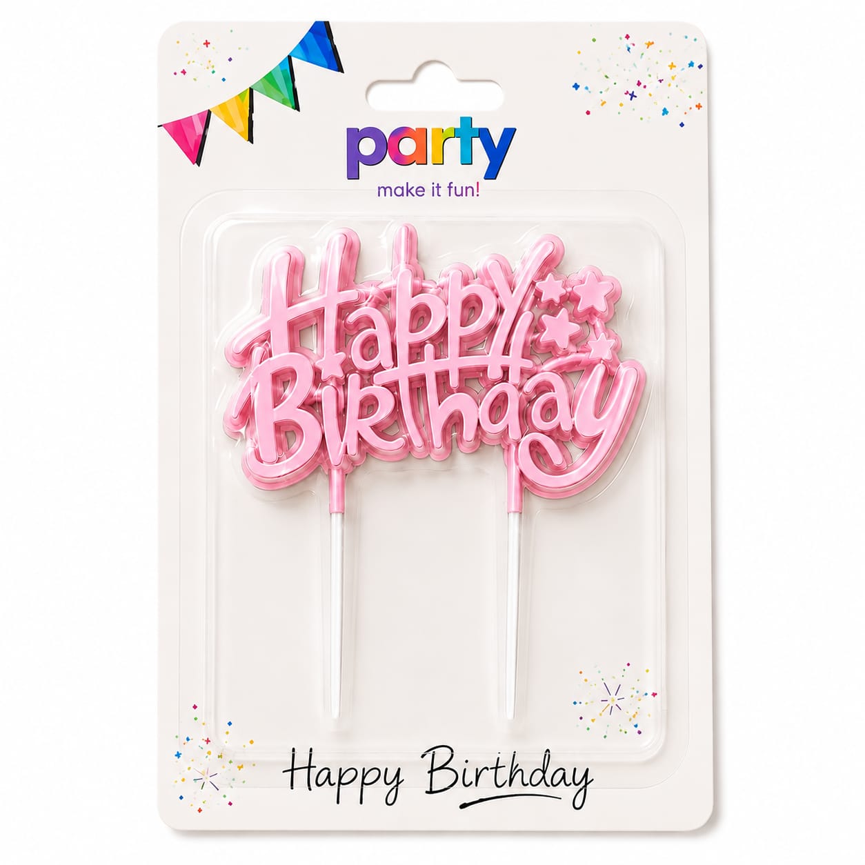נר Happy Birthday מחובר רוז גולד