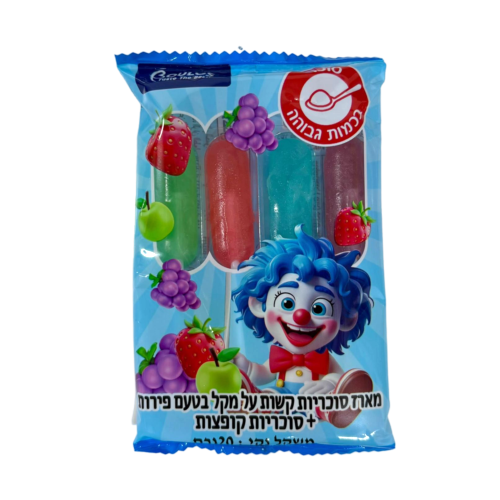 מארז 4 סוכריות על מקל עם סוכריות קופצות